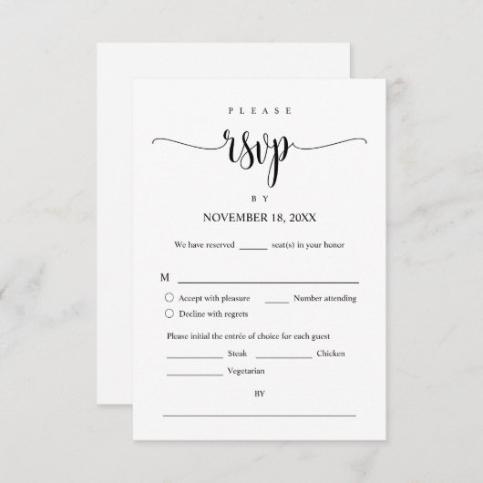 RSVP-reactie voor huwelijksuitnodiging, e-mailkaar Informatiekaartje (Voorkant / Achterkant)