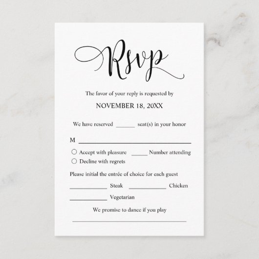 RSVP-reactie voor huwelijksuitnodiging, e-mailkaar Informatiekaartje (Voorkant)