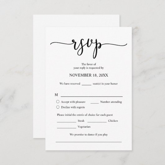 RSVP-reactie voor huwelijksuitnodiging, e-mailkaar Informatiekaartje (Voorkant / Achterkant)