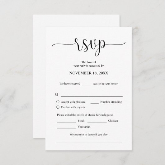 RSVP-reactie voor huwelijksuitnodiging, e-mailkaar Informatiekaartje (Voorkant / Achterkant)