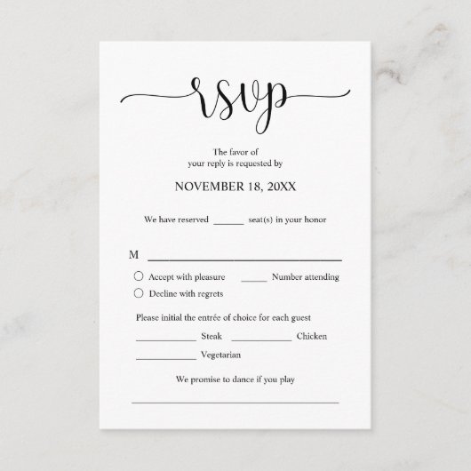 RSVP-reactie voor huwelijksuitnodiging, e-mailkaar Informatiekaartje (Voorkant)