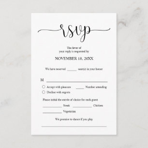 RSVP-reactie voor huwelijksuitnodiging, e-mailkaar Informatiekaartje