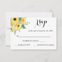 RSVP-reactie Zonnebloemen Greenery Wedding Card RSVP Kaartje