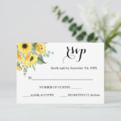 RSVP-reactie Zonnebloemen Greenery Wedding Card RSVP Kaartje (Staand voorkant)