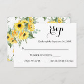 RSVP-reactie Zonnebloemen Greenery Wedding Card RSVP Kaartje (Voorkant / Achterkant)