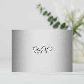 RSVP-reactiekaart Alle gebeurtenissen Elegant Silv RSVP Kaartje (Staand voorkant)