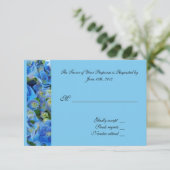 RSVP, reactiekaart, blauwe hydrangea RSVP Kaartje (Staand voorkant)
