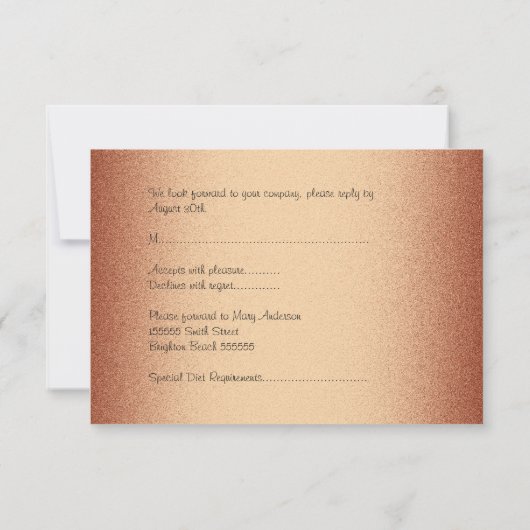 RSVP-reactiekaart Elegant Copper Bronze RSVP Kaartje (Achterkant)