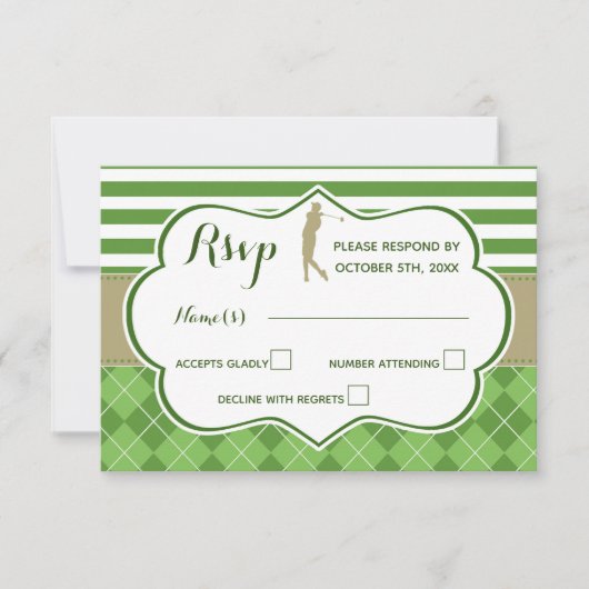 RSVP-reactiekaart golfgroen goud Kaart (Voorkant)