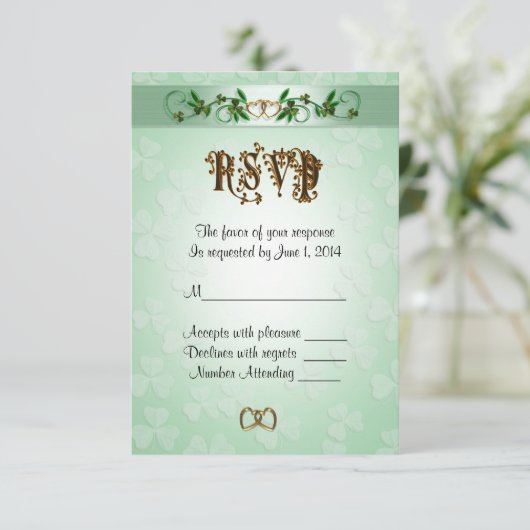 RSVP-reactiekaart Iers thema RSVP Kaartje (Staand voorkant)