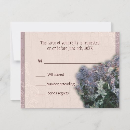 RSVP-reactiekaart - Impressionistische Lilacs RSVP Kaartje (Voorkant)