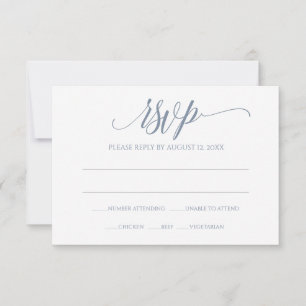 RSVP-reactiekaart   Luxe kalligrafie (Dusty Blue) RSVP Kaartje
