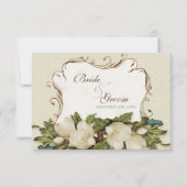 RSVP-reactiekaart  Magnolia Swirls Damask RSVP Kaartje (Voorkant)