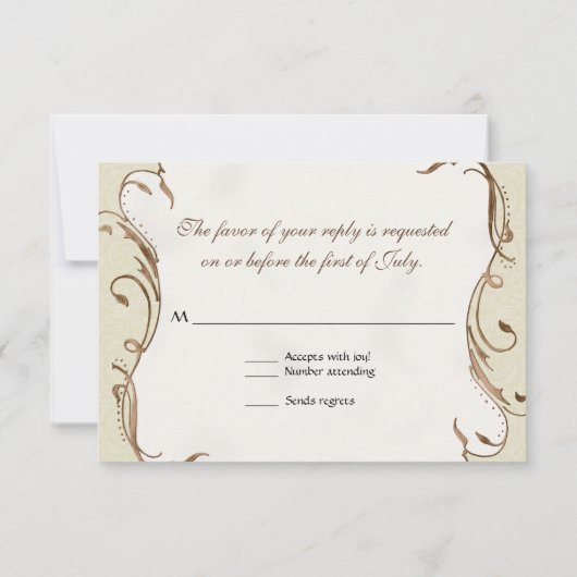 RSVP-reactiekaart  Magnolia Swirls Damask RSVP Kaartje (Achterkant)