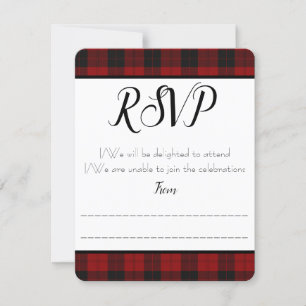 RSVP/reactiekaart met rood en zwart RSVP Kaartje