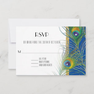 RSVP-reactiekaart Peacock Feathers Indian Wedding RSVP Kaartje