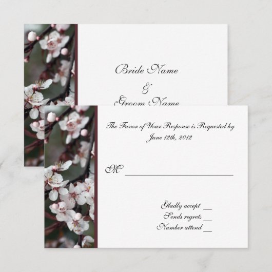 RSVP, reactiekaart, platenbloemen RSVP Kaartje (Voorkant / Achterkant)