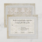 RSVP-reactiekaart Rustic Lace Aged  Linen RSVP Kaartje (Voorkant / Achterkant)