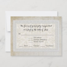 RSVP-reactiekaart Rustic Lace Aged  Linen