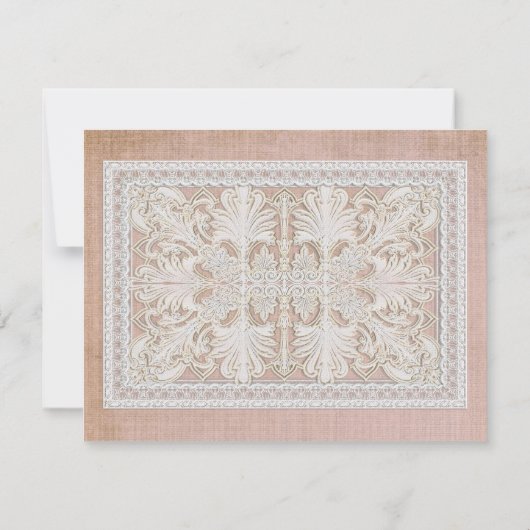 RSVP-reactiekaart Rustic Lace Aged Linen RSVP Kaartje (Achterkant)