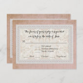 RSVP-reactiekaart Rustic Lace Aged  Linen RSVP Kaartje (Voorkant / Achterkant)
