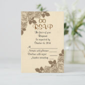 RSVP-reactiekaart sepia rozen RSVP Kaartje (Staand voorkant)