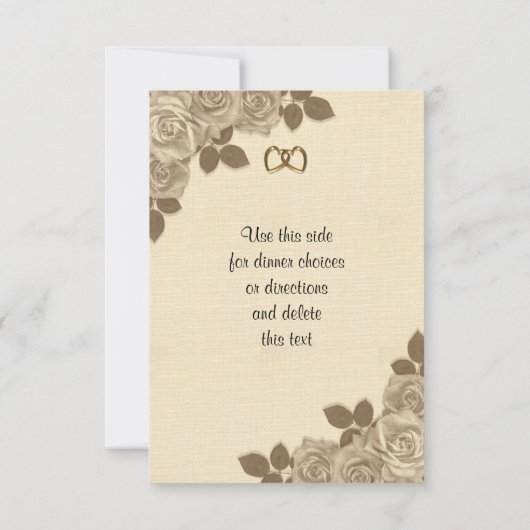 RSVP-reactiekaart sepia rozen RSVP Kaartje (Achterkant)