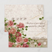 RSVP-reactiekaart - Tea Roos Lace RSVP Kaartje (Voorkant / Achterkant)