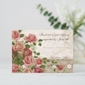 RSVP-reactiekaart - Tea Roos Lace RSVP Kaartje (Staand voorkant)