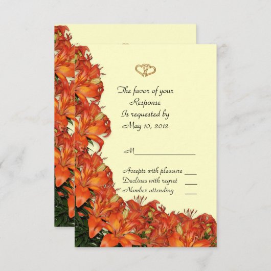 RSVP-reactiekaart tropische oranje leugens RSVP Kaartje (Voorkant / Achterkant)