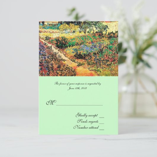 RSVP, reactiekaart, van Gogh RSVP Kaartje (Staand voorkant)