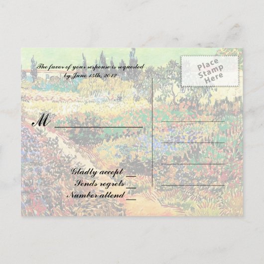 RSVP, reactiekaart, van Gogh Uitnodiging Briefkaart (Achterkant)