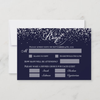 RSVP-reactiekaart voor bruiloft blauw Kaart