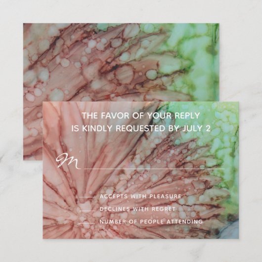 RSVP-reactiekaart voor bruiloft — liefdePinks & La RSVP Kaartje (Voorkant / Achterkant)