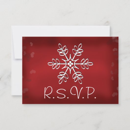 RSVP-reactiekaart voor rode en witte sneeuwvlokken RSVP Kaartje (Voorkant)