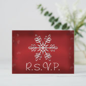 RSVP-reactiekaart voor rode en witte sneeuwvlokken RSVP Kaartje (Staand voorkant)