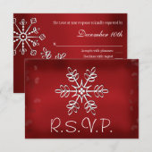 RSVP-reactiekaart voor rode en witte sneeuwvlokken RSVP Kaartje (Voorkant / Achterkant)