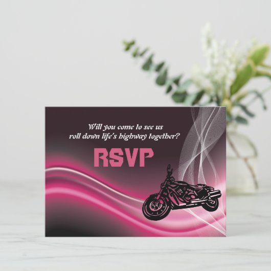 RSVP-reactiekaart voor roze wegfietsen Kaart (Staand voorkant)