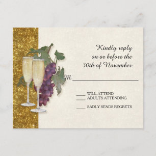 RSVP-reactiekaart Wijnthema Champagne Modern RSVP Kaartje