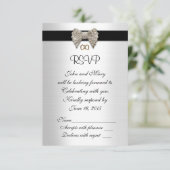 Rsvp-reactiekaart zwart-wit kaart (Staand voorkant)