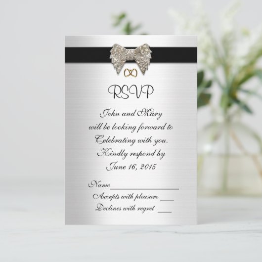 Rsvp-reactiekaart zwart-wit kaart (Staand voorkant)