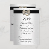 Rsvp-reactiekaart zwart-wit kaart (Voorkant / Achterkant)