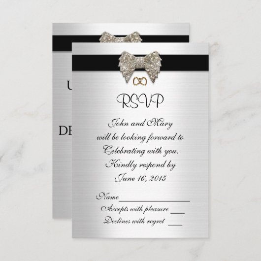 Rsvp-reactiekaart zwart-wit kaart (Voorkant / Achterkant)