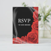RSVP-reactiekaarten voor Black & Red Rose Weddensc RSVP Kaartje (Staand voorkant)