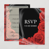 RSVP-reactiekaarten voor Black & Red Rose Weddensc RSVP Kaartje (Voorkant / Achterkant)