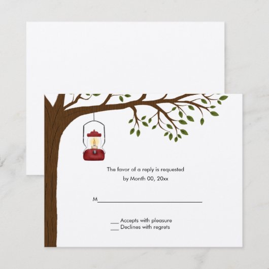 RSVP-reactiekaarten voor buitengebruik van kampeer RSVP Kaartje (Voorkant / Achterkant)