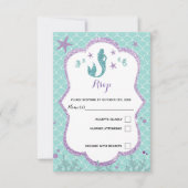 RSVP-reactiekaartmermaïde onder zee paars blauwgro Kaart (Voorkant)