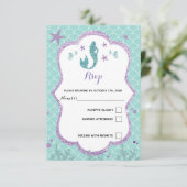 RSVP-reactiekaartmermaïde onder zee paars blauwgro Kaart (Staand voorkant)