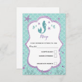 RSVP-reactiekaartmermaïde onder zee paars blauwgro Kaart (Voorkant / Achterkant)