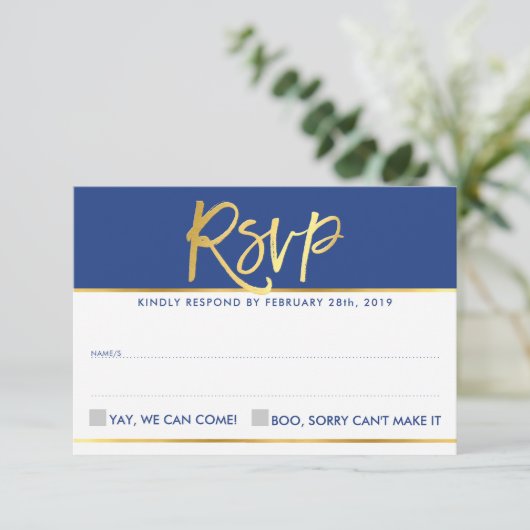 RSVP REAGEER modern glam koningsblauw faux gold fo (Staand voorkant)